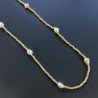Collana Lunga Pietre Dure Giada Gialla Con Perle Di Fiume Beige Barocche 130cm E Chiusura In Argento 925