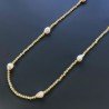 Collana Lunga Pietre Dure Giada Gialla Con Perle Di Fiume Beige Barocche 130cm E Chiusura In Argento 925