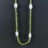 Collana Lunga Pietre Dure Giada Verde Con Perle Di Fiume Irregolare 130cm E Chiusura In Argento 925