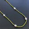 Collana Lunga Pietre Dure Giada Verde Con Perle Di Fiume Irregolare 130cm E Chiusura In Argento 925