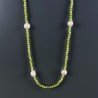 Collana Lunga Pietre Dure Giada Verde Con Perle Di Fiume Beige Barocche 120cm E Chiusura In Argento 925
