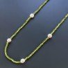 Collana Lunga Pietre Dure Giada Verde Con Perle Di Fiume Beige Barocche 120cm E Chiusura In Argento 925