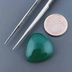Onice Verde Forma Cuore Piatto Cabochon Liscio  Fatto a Mano 20X19X7mm 4,09gm 1pz