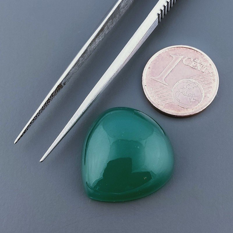 Onice Verde Forma Cuore Piatto Cabochon Liscio Fatto a Mano 20X19X7mm 4,09gm 1pz