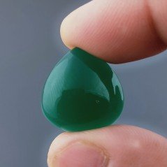 Onice Verde Forma Cuore Piatto Cabochon Liscio  Fatto a Mano 20X19X7mm 4,09gm 1pz