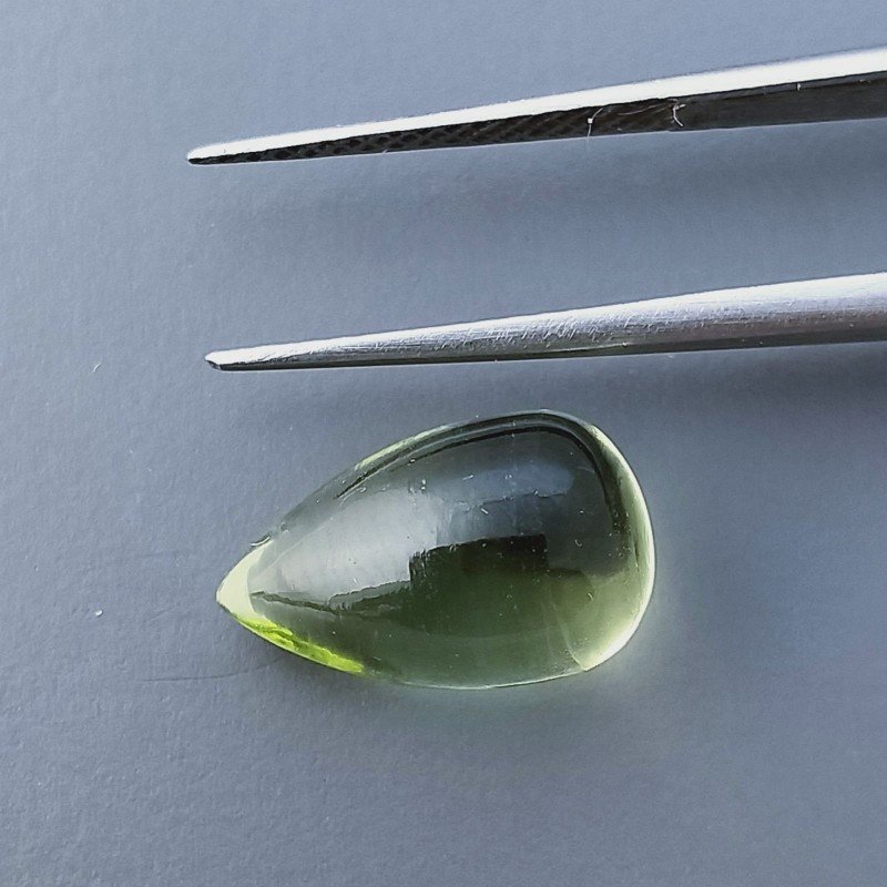 Ametista Verde (Prasiolite) Idrotermale Forma Goccia Tondo Cabochon Fatto A Mano 13X8mm 5,70 Carati 1pz