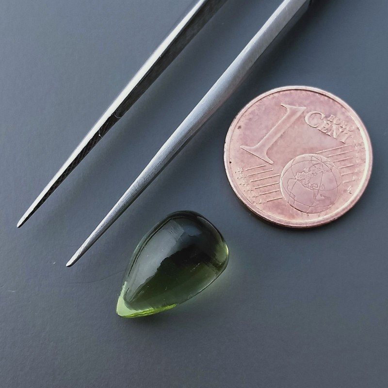Ametista Verde (Prasiolite) Idrotermale Forma Goccia Tondo Cabochon Fatto A Mano 13X8mm 5,70 Carati 1pz