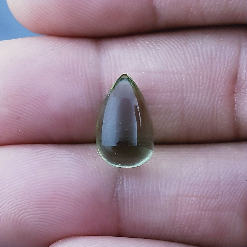 Ametista Verde (Prasiolite) Idrotermale Forma Goccia Tondo Cabochon Fatto A Mano 13X8mm 5,70 Carati 1pz