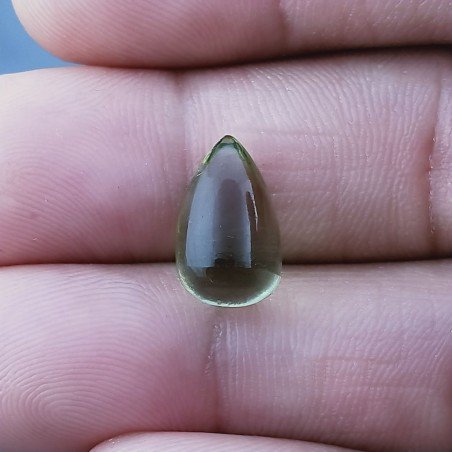 Ametista Verde (Prasiolite)  Idrotermale Forma Goccia Tondo Cabochon Fatto A Mano 13X8mm 5,70 Carati 1pz