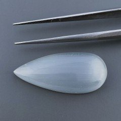 Occhio Di Gatto Grigia Idrotermale Forma Goccia Cabochon Fatto A Mano 29X13X6mm 20,95 Carati 1pz