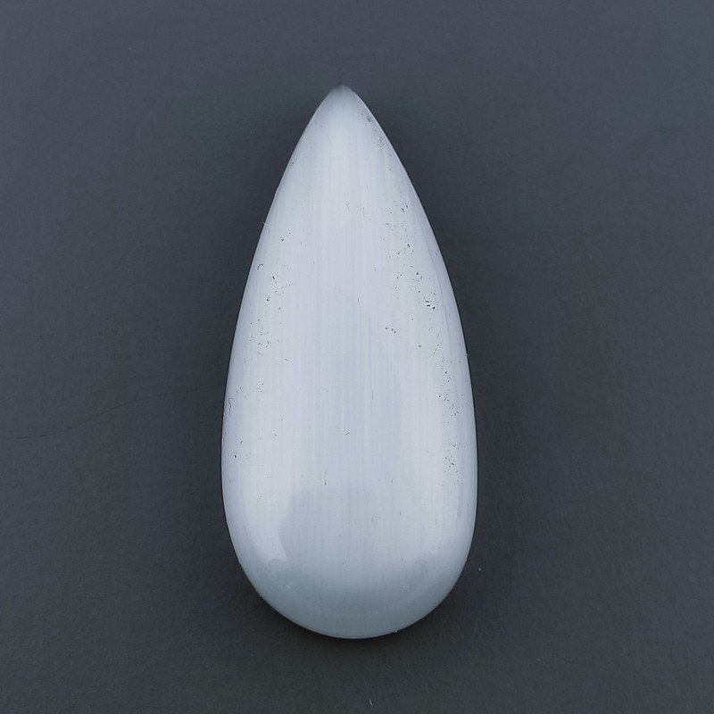 Occhio Di Gatto Grigia Idrotermale Forma Goccia Cabochon Fatto A Mano 29X13X6mm 20,95 Carati 1pz