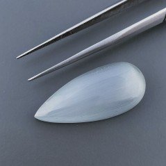 Occhio Di Gatto Grigia Idrotermale Forma Goccia Cabochon Fatto A Mano 29X13X6mm 20,95 Carati 1pz