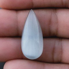 Occhio Di Gatto Grigia Idrotermale Forma Goccia Cabochon Fatto A Mano 29X13X6mm 20,95 Carati 1pz