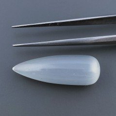 Occhio Di Gatto Grigia Idrotermale Forma Goccia Tondo Cabochon Fatto A Mano 27X9mm 18,00 Carati 1pz