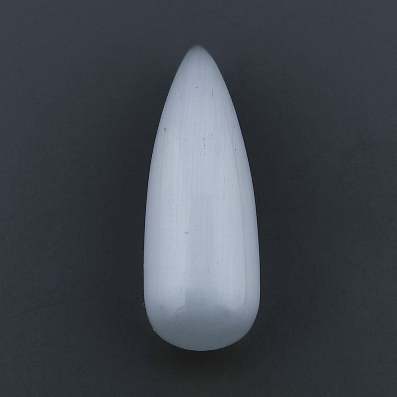Occhio Di Gatto Grigia Idrotermale Forma Goccia Tondo Cabochon Fatto A Mano 27X9mm 18,00 Carati 1pz
