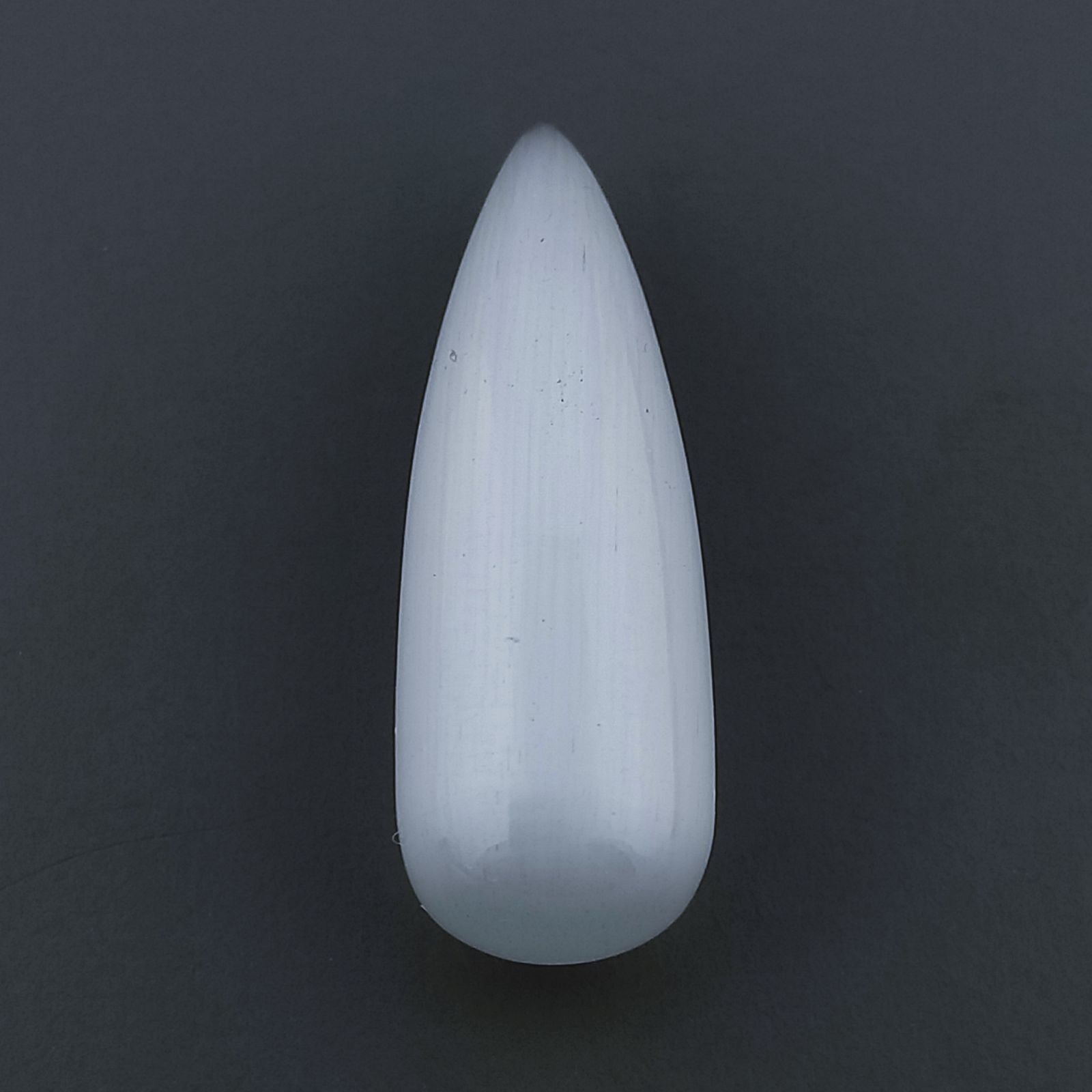 Occhio Di Gatto Grigia Idrotermale Forma Goccia Tondo Cabochon Fatto A Mano 27X9mm 18,00 Carati 1pz