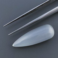 Occhio Di Gatto Grigia Idrotermale Forma Goccia Tondo Cabochon Fatto A Mano 27X9mm 18,00 Carati 1pz