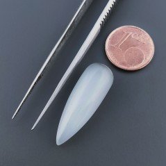 Occhio Di Gatto Grigia Idrotermale Forma Goccia Tondo Cabochon Fatto A Mano 27X9mm 18,00 Carati 1pz