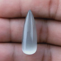 Occhio Di Gatto Grigia Idrotermale Forma Goccia Tondo Cabochon Fatto A Mano 27X9mm 18,00 Carati 1pz