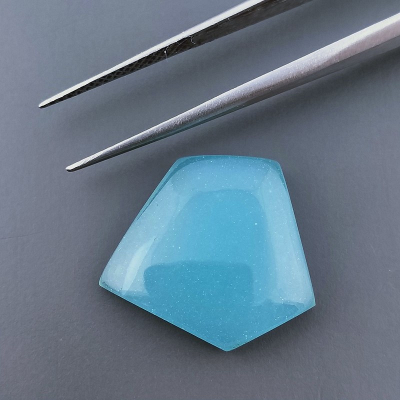 Calcedonio Verde Acqua Forma Fantasia Cabochon Fatto A Mano 19X18X5mm 12,50 Carati 1pz