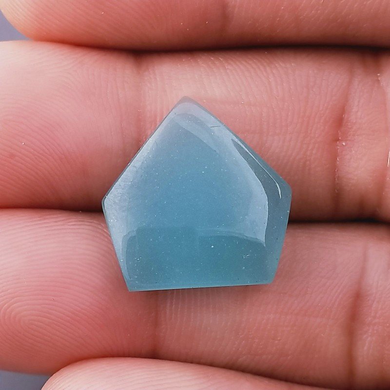 Calcedonio Verde Acqua Forma Fantasia Cabochon Fatto A Mano 19X18X5mm 12,50 Carati 1pz