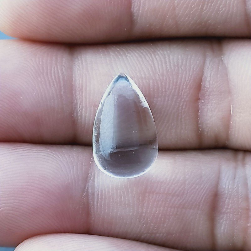 Cristallo Di Rocca Forma Goccia Tondo Cabochon Fatto A Mano 15X9mm 7,95 Carati 1pz