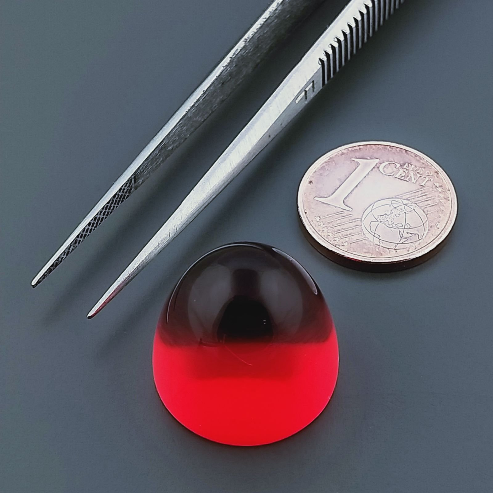 Quarzo Rosso Idrotermale Forma Punta Di Proiettile Cabochon Fatto A Mano 16X17mm 32,75 Carati 1pz