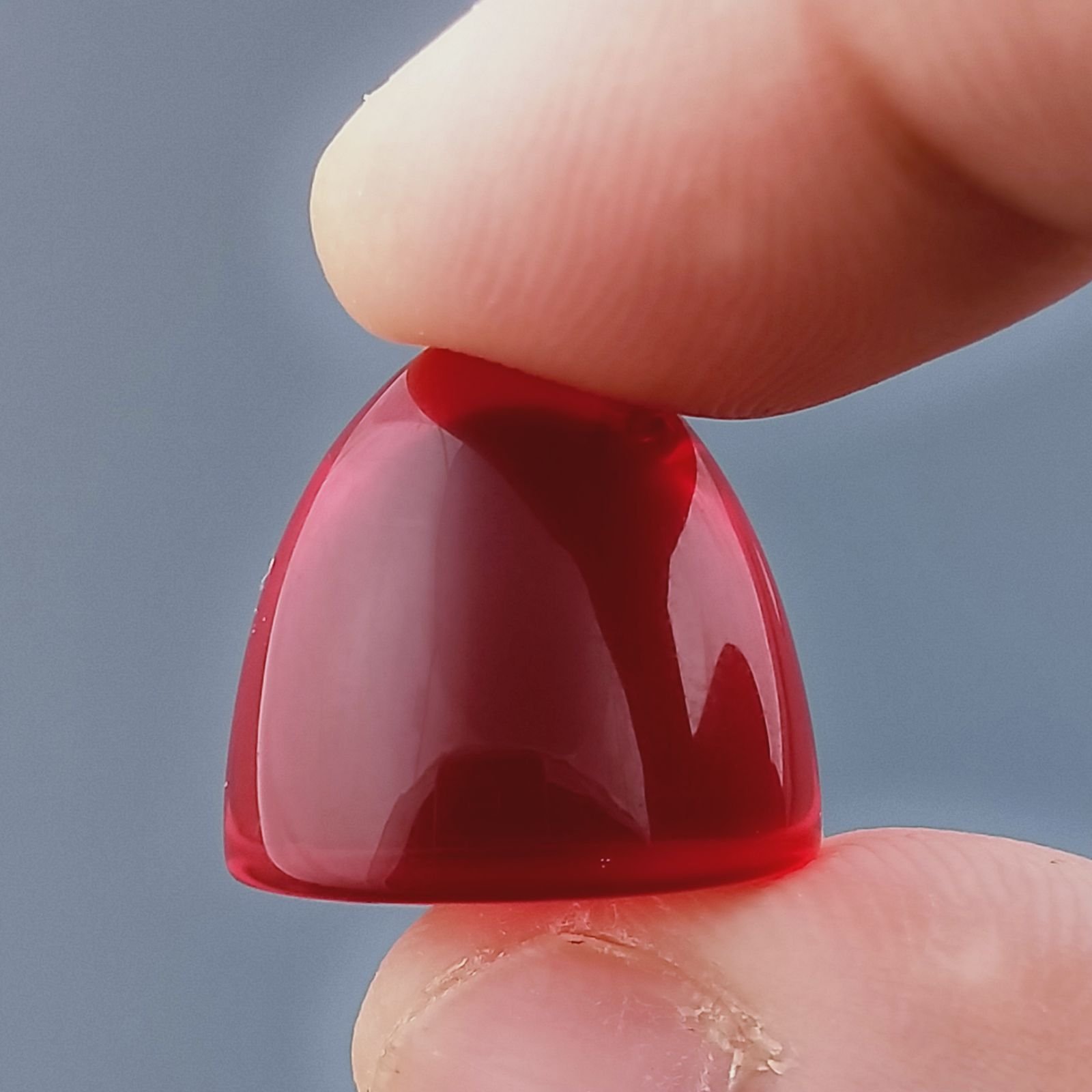 Quarzo Rosso Idrotermale Forma Punta Di Proiettile Cabochon Fatto A Mano 16X17mm 32,75 Carati 1pz