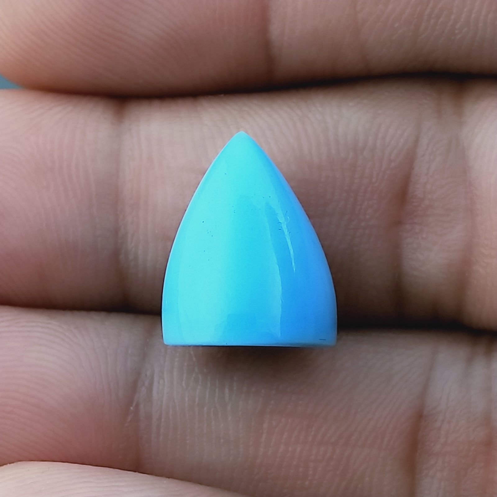 Pasta Di Turchese Forma Punta Di Proiettile Cabochon Fatto A Mano 15X12mm 12,10 Carati 1pz