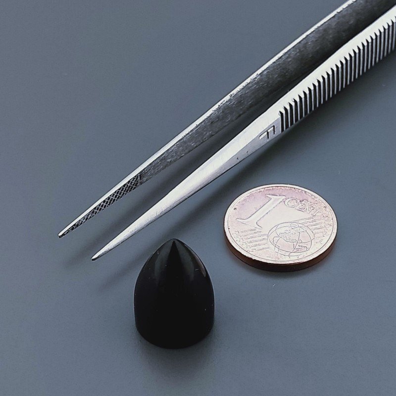 Onice Nera Forma Punta Di Proiettile Cabochon Fatto A Mano 15X11mm 11,55 Carati 1pz