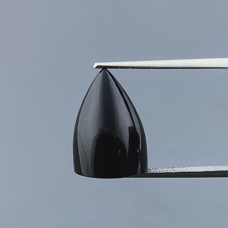 Onice Nera Forma Punta Di Proiettile Cabochon Fatto A Mano 15X11mm 11,55 Carati 1pz