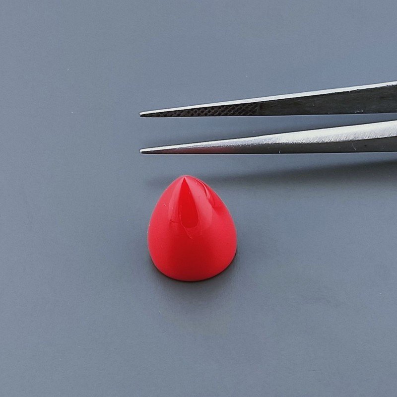 Corallo Bamboo Idrotermale Forma Punta Di Proiettile Cabochon Fatto A Mano 11X13mm 8,55 Carati 1pz