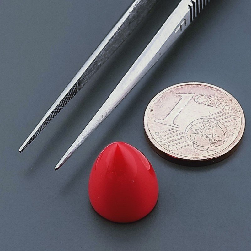 Corallo Bamboo Idrotermale Forma Punta Di Proiettile Cabochon Fatto A Mano 11X13mm 8,55 Carati 1pz
