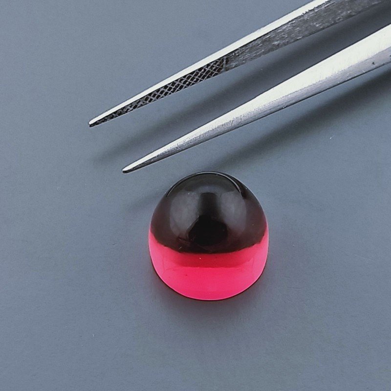Quarzo Rubellite Idrotermale Forma Punta Di Proiettile Cabochon Fatto A Mano 10X11mm 10,95 Carati 1pz