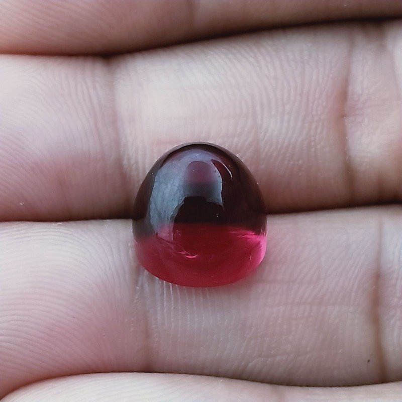 Quarzo Rubellite Idrotermale Forma Punta Di Proiettile Cabochon Fatto A Mano 10X11mm 10,95 Carati 1pz