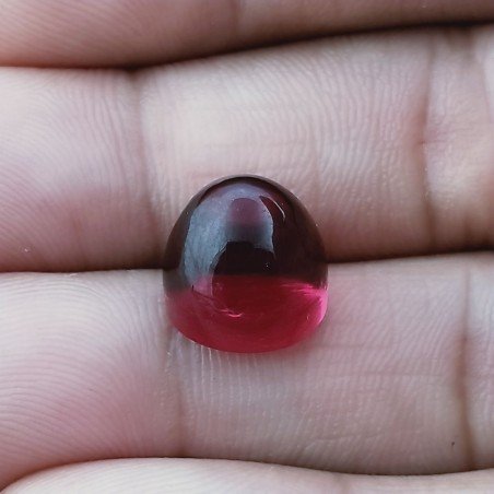 Quarzo Rubellite Idrotermale Forma Punta Di Proiettile Cabochon Fatto A Mano 10X11mm 10,95 Carati 1pz