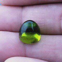 Quarzo Peridoto Idrotermale Forma Punta Di Proiettile Cabochon Fatto A Mano 11X9mm 8,80 Carati 1pz