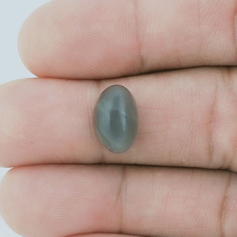 Cabochon di Pietra di Luna Grigia Ovale, 12x8x5 mm, 4,40 ct, Fatto a Mano