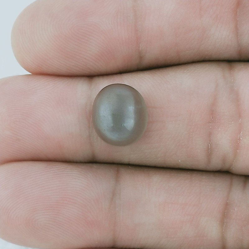 Cabochon di Pietra di Luna Grigia Ovale, 10x9x4 mm, 3,25 ct, Fatto a Mano