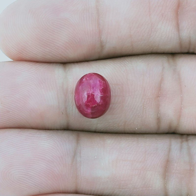 Giada Rubino Forma Ovale Cabochon Fatto A Mano 10X8X5mm 3,55 Carati 1pz