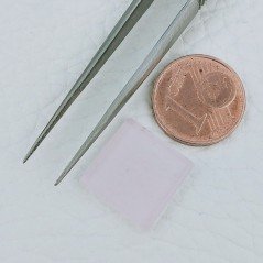 Cabochon di Calcedonio Rosa Quadrato, 14x14x2 mm, 5,40+ ct, Fatto a Mano