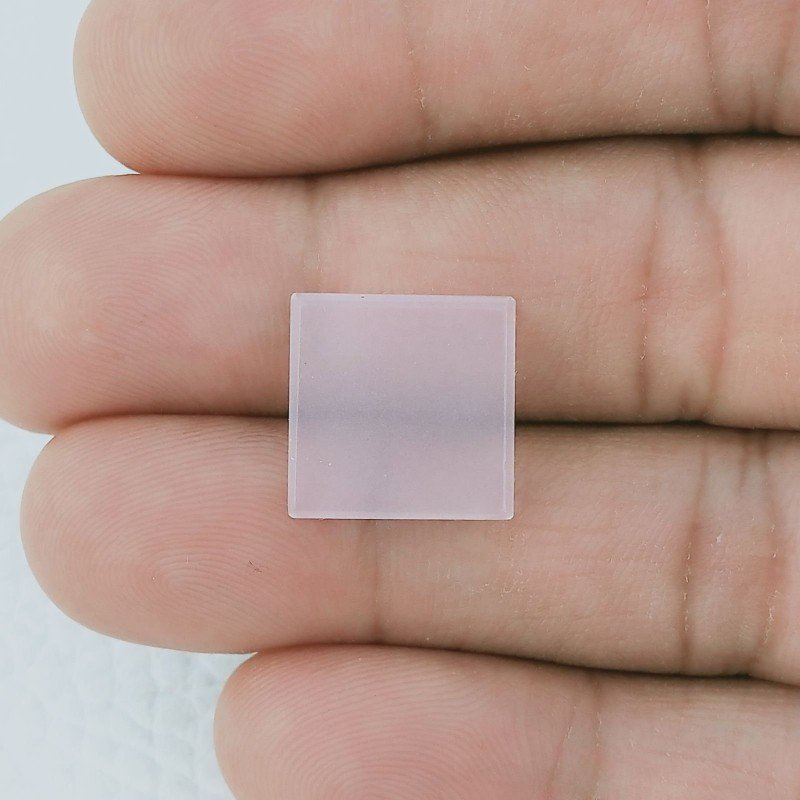 Cabochon di Calcedonio Rosa Quadrato, 14x14x2 mm, 5,40+ ct, Fatto a Mano