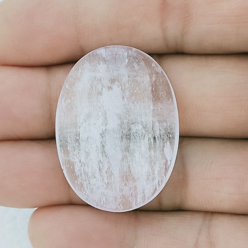 Kunzite Naturale Forma Ovale Cabochon Fatto A Mano 35X26X9mm 74,60 Carati 1pz
