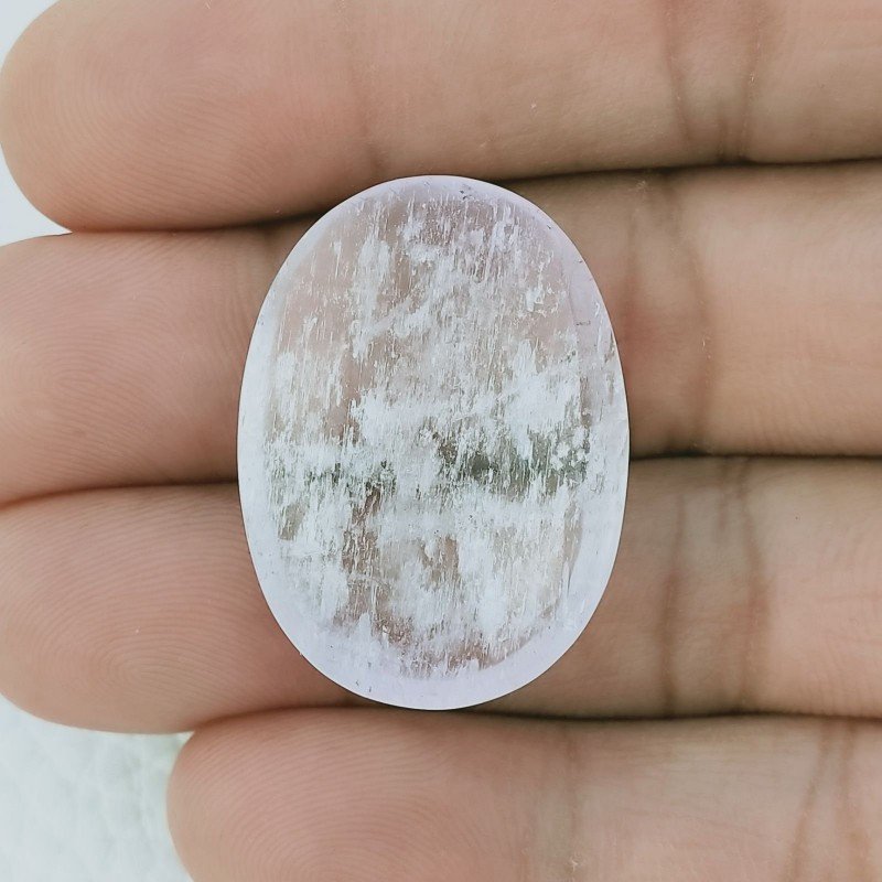 Kunzite Naturale Forma Ovale Cabochon Fatto A Mano 30X22X8mm 50,50 Carati 1pz