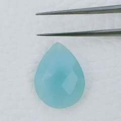 Calcedonio Verde Acqua Forma Goccia Briolette Fatto A Mano Sfaccettato  20X15X5mm 10,35 Carati 1pz