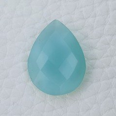 Calcedonio Verde Acqua Forma Goccia Briolette Fatto A Mano Sfaccettato  20X15X5mm 10,35 Carati 1pz