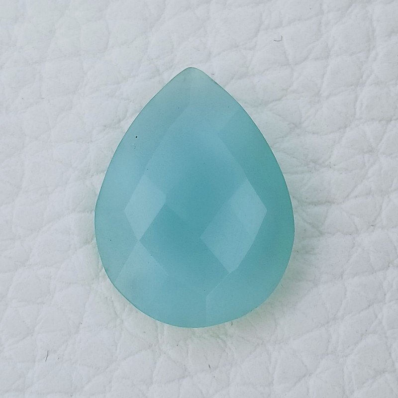 Calcedonio Verde Acqua Forma Goccia Briolette Fatto A Mano Sfaccettato 20X15X5mm 10,35 Carati 1pz