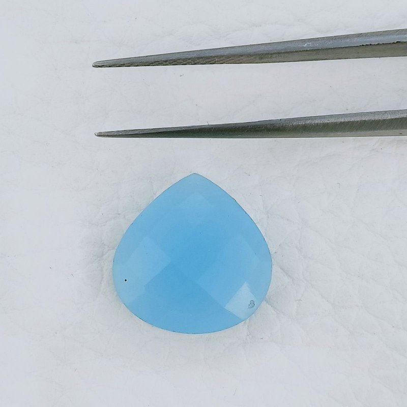 Calcedonio Azzurro Forma Goccia Briolette Fatto A Mano Sfaccettato 15X14X5mm 7,05 Carati 1pz