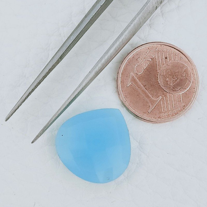 Calcedonio Azzurro Forma Goccia Briolette Fatto A Mano Sfaccettato 15X14X5mm 7,05 Carati 1pz