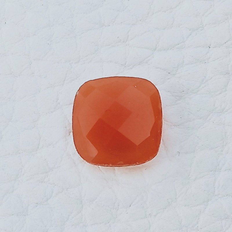 Corniola Forma Quadrato Briolette Fatto A Mano Sfaccettato 10X10X5mm 3,95 Carati 1pz